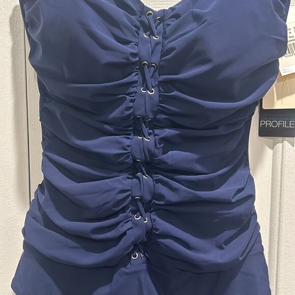 NWT Gottex Navy One-Piece Bathing Suit, Size 12 - Picture 3 of 9